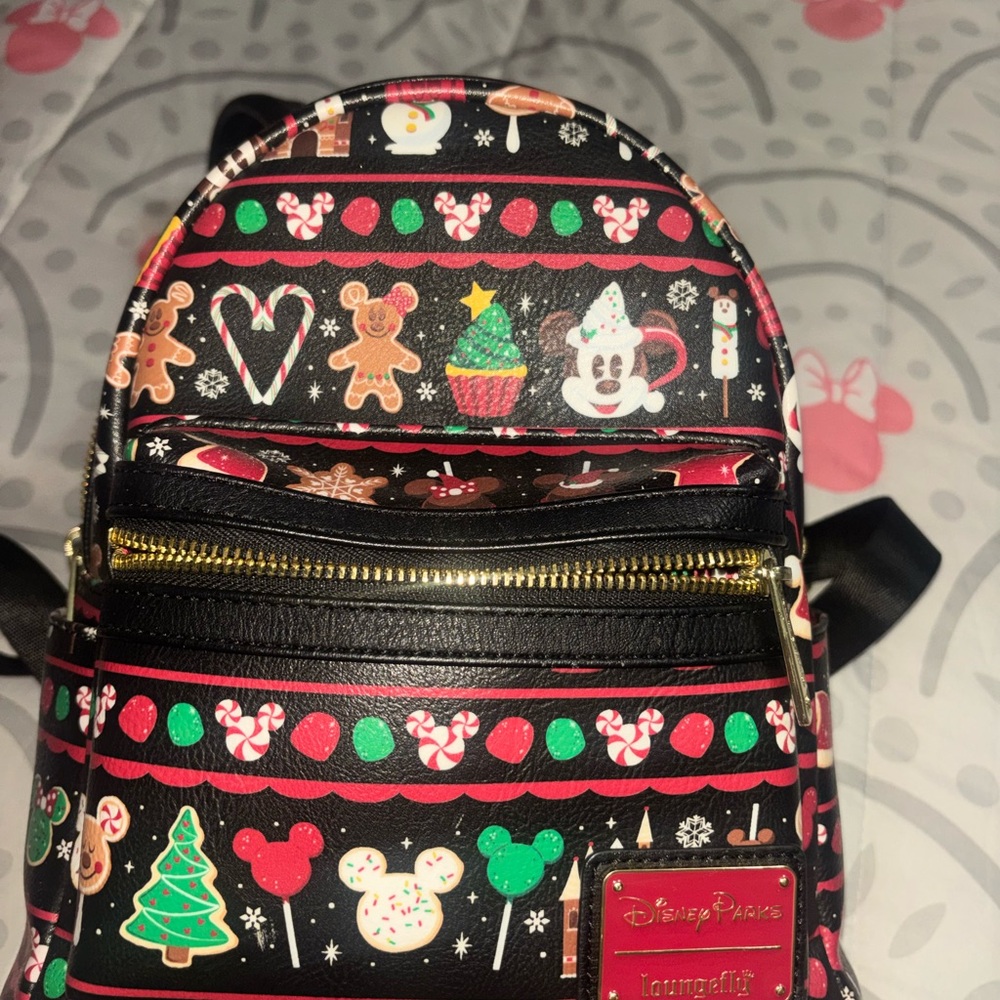 Loungefly Black and Red Holiday Mini Backpack